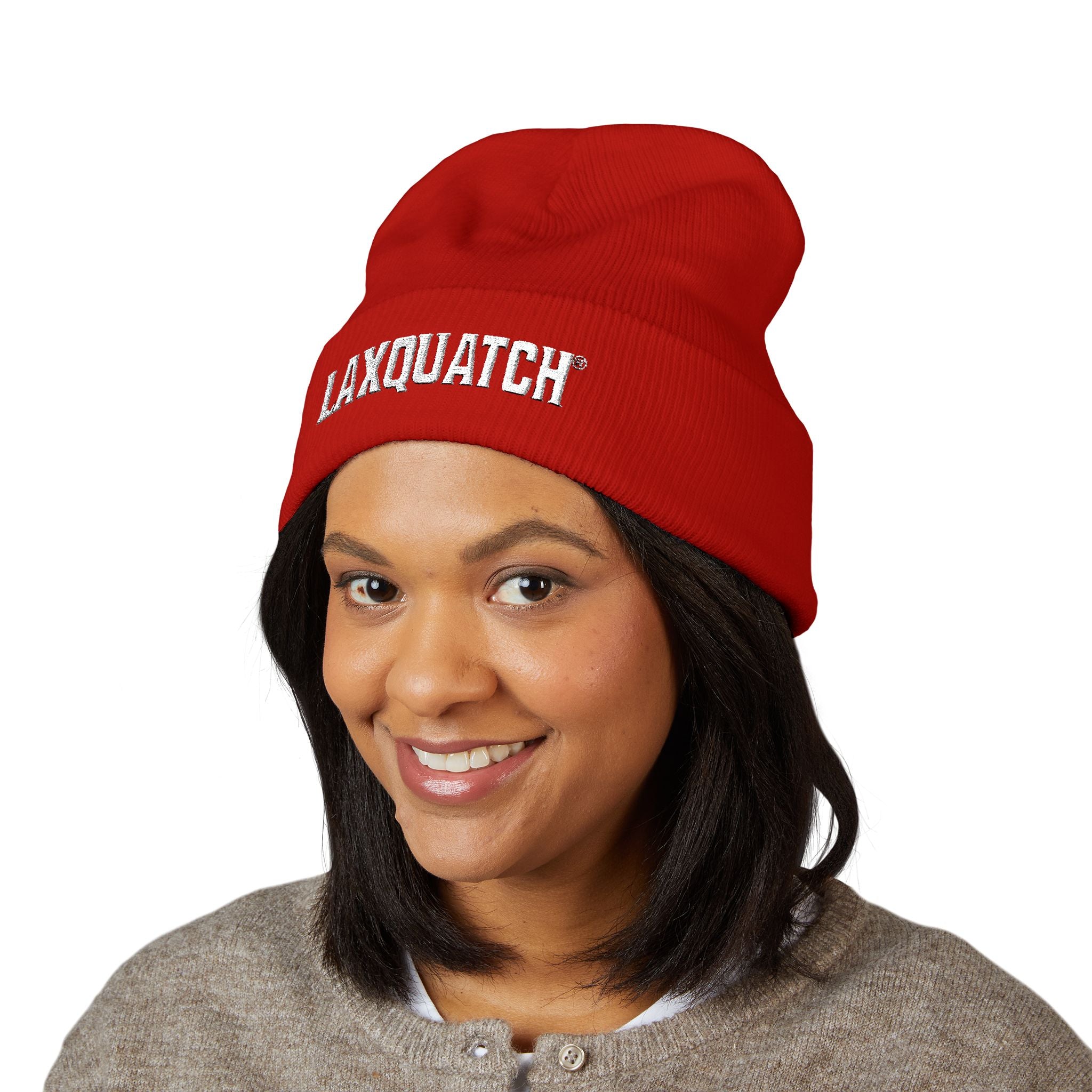 Laxquatch® Embroidered Beanie - Cozy Valentine's Red