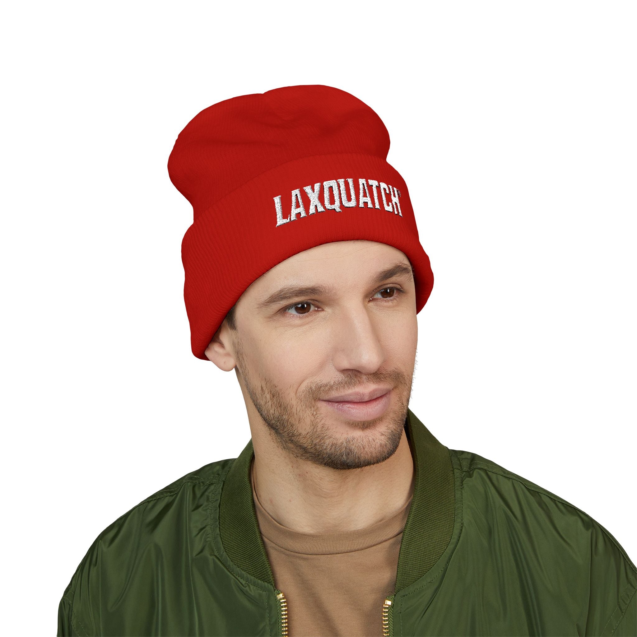 Laxquatch® Embroidered Beanie - Cozy Valentine's Red